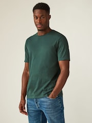 Green Pine Slim Fit Essential Crew Neck Cotton T-Shirt - Image 1 of 7