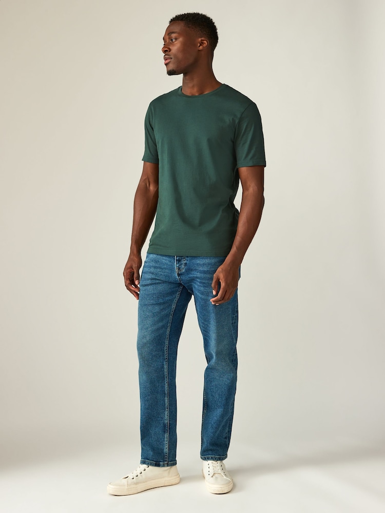 Green Pine Slim Fit Essential Crew Neck Cotton T-Shirt - Image 2 of 7