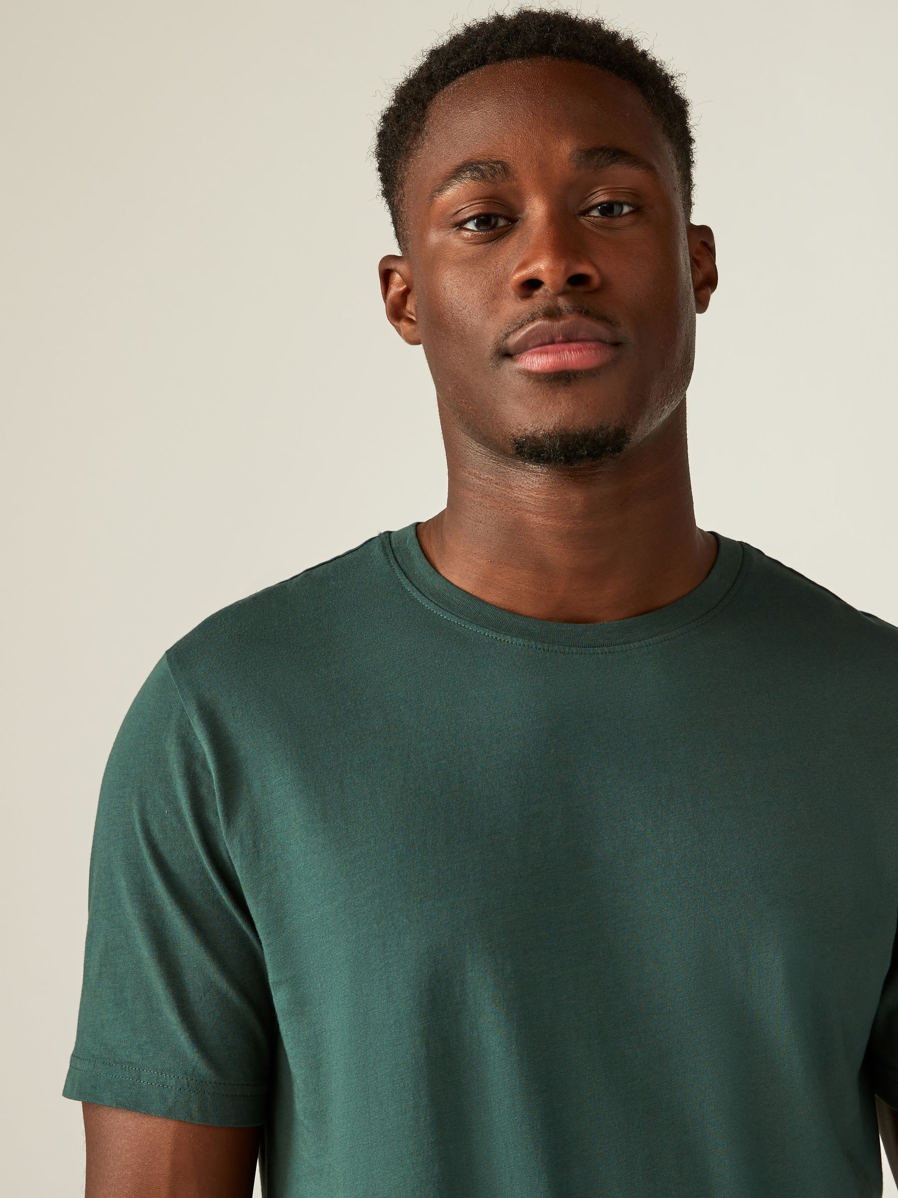 Buy Green Pine Slim Fit Essential Crew Neck Cotton T-Shirt