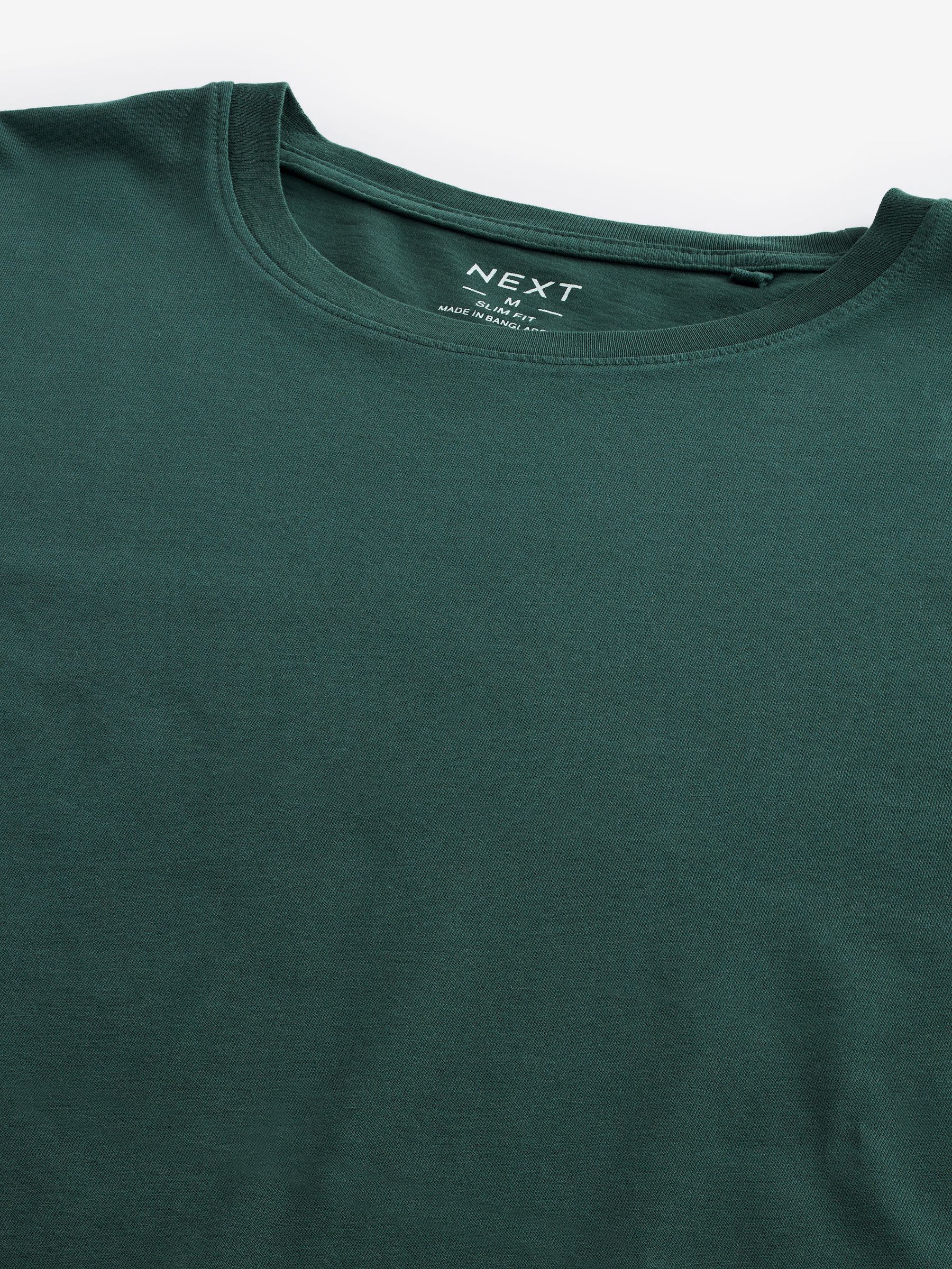 Buy Green Pine Slim Fit Essential Crew Neck Cotton T-Shirt