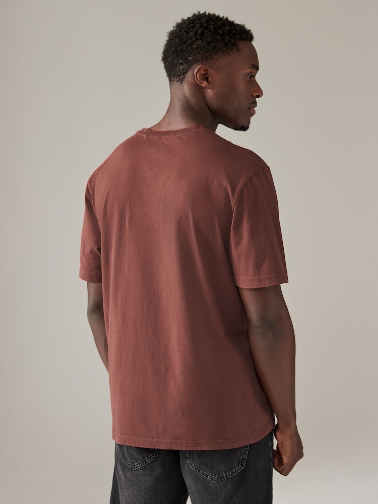 Brown Regular Fit Essential Crew Neck Cotton T-Shirt - Image 3 of 7