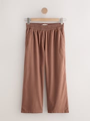 Camel Brown Stretch Linen Blend Culotte Trousers - Image 4 of 6