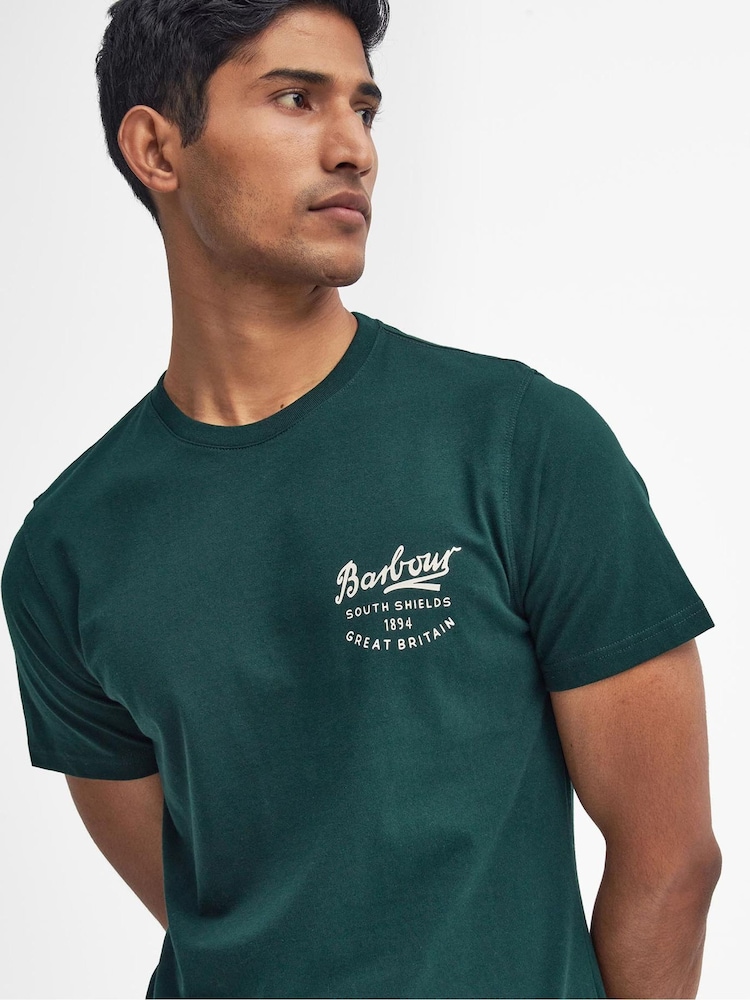 Barbour® Green Script Graphic 100% Cotton T-Shirt - Image 1 of 5