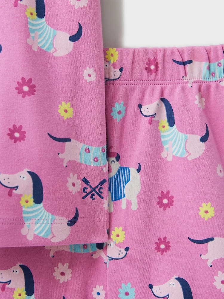 Crew Clothing Pink Dog and Floral Print 100% Cotton Pyjamas Set - Image 4 of 4 Crew Clothing Pink Dog and Floral Print 100% Cotton Pyjamas Set - Image 4 of 4
