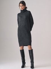 The Set Charcoal Grey/Mink 2 Pack Roll Neck Dresses - Image 1 of 6