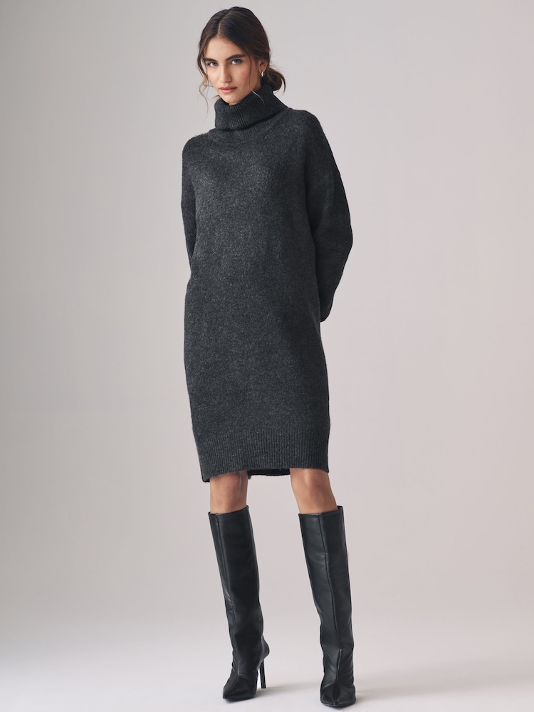 The Set Charcoal Grey/Mink 2 Pack Roll Neck Dresses - Image 1 of 6