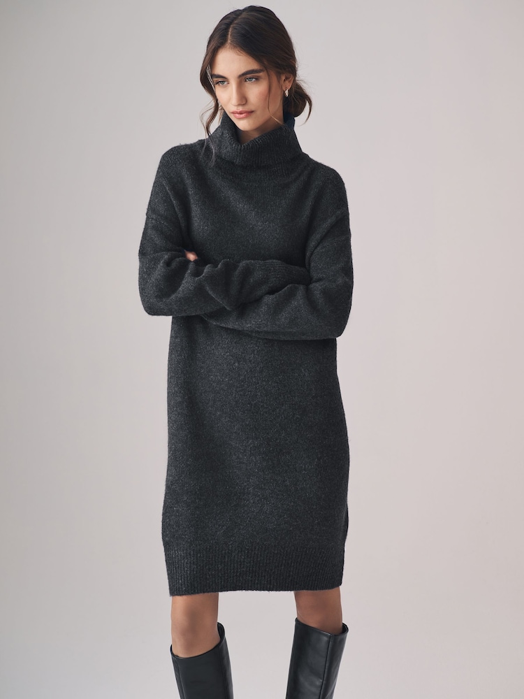 The Set Charcoal Grey/Mink 2 Pack Roll Neck Dresses - Image 3 of 6