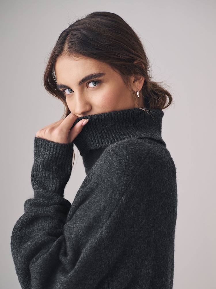 The Set Charcoal Grey/Mink 2 Pack Roll Neck Dresses - Image 6 of 6