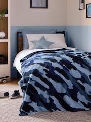 Blue Camo Borg Fleece Blanket - Image 1 of 3