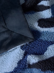 Blue Camo Borg Fleece Blanket - Image 2 of 3