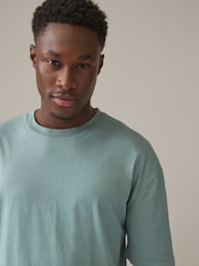 Green Relaxed Fit 100% Cotton Essential Regular Crew Neck T-Shirt - Image 4 of 7