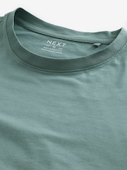 Green Relaxed Fit 100% Cotton Essential Regular Crew Neck T-Shirt - Image 6 of 7