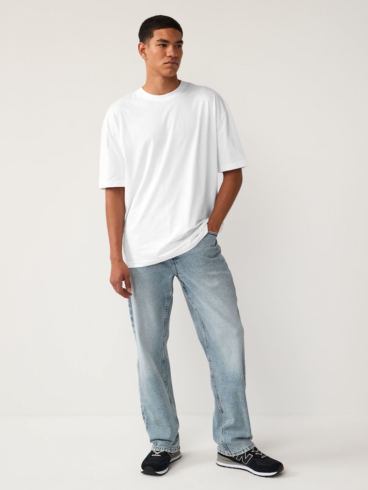 White Essential Cotton T-Shirts Relaxed Fit 5 Pack - Image 3 of 8