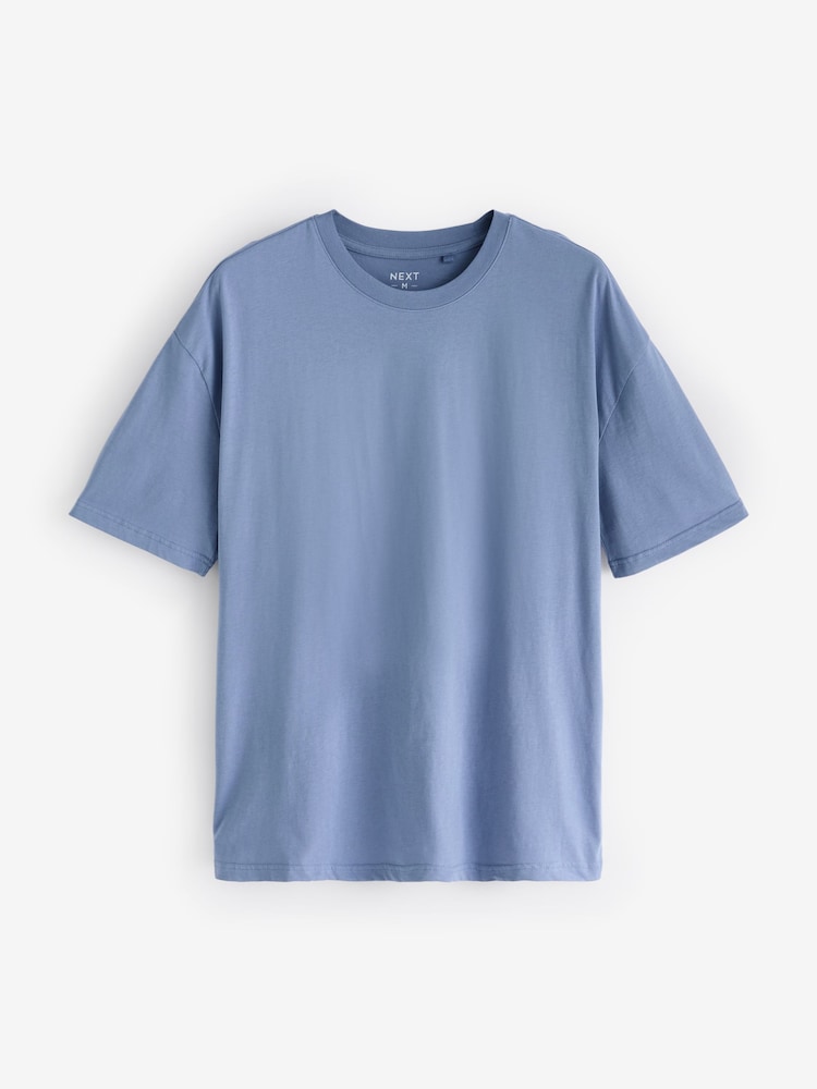 Blues/Green/Purple/Neutral Essential Cotton T-Shirts Relaxed Fit 5 Pack - Image 11 of 16