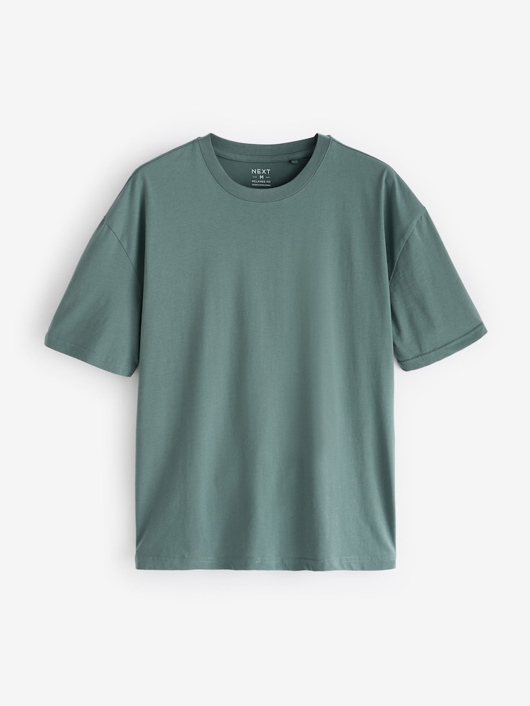 Blues/Green/Purple/Neutral Essential Cotton T-Shirts Relaxed Fit 5 Pack - Image 12 of 16