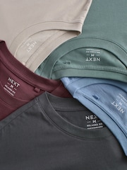 Blues/Green/Purple/Neutral Essential Cotton T-Shirts Relaxed Fit 5 Pack - Image 15 of 16