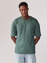 Blues/Green/Purple/Neutral Essential Cotton T-Shirts Relaxed Fit 5 Pack - Image 7 of 16