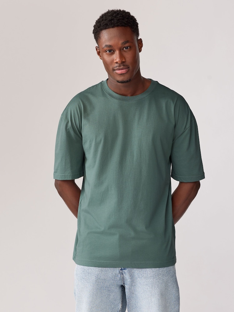 Blues/Green/Purple/Neutral Essential Cotton T-Shirts Relaxed Fit 5 Pack - Image 7 of 16