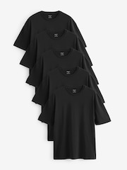 Noir - Lot de 5 t-shirts Essential en coton décontracté - Image 1 de 8