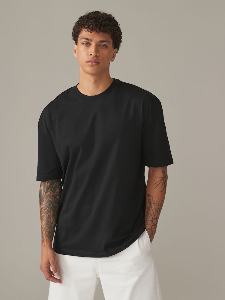 Noir - Lot de 5 t-shirts Essential en coton décontracté - Image 2 de 8