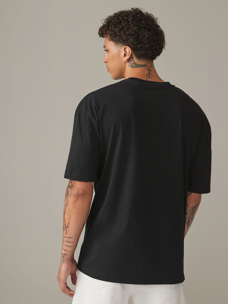 Black Essential Cotton T-Shirts Relaxed Fit 5 Pack - Image 4 of 8