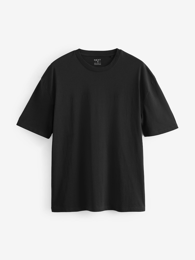 Black Essential Cotton T-Shirts Relaxed Fit 5 Pack - Image 6 of 8