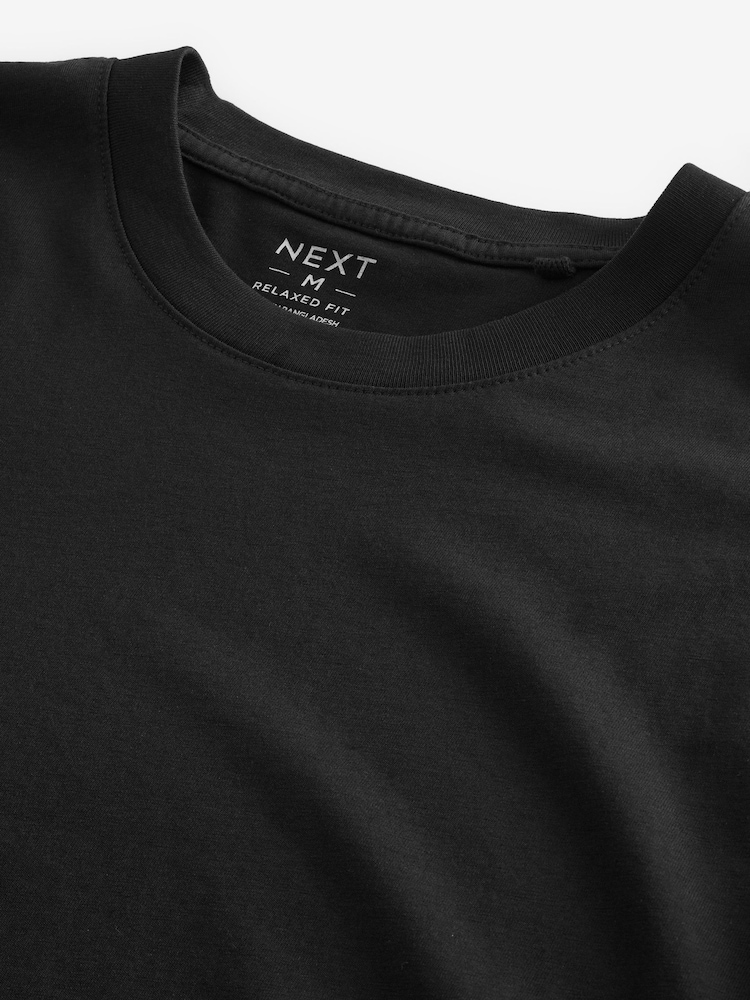 Black Essential Cotton T-Shirts Relaxed Fit 5 Pack - Image 7 of 8
