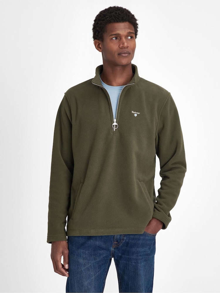Barbour® Olive Green Quarter Zip Essentials Fleece - Image 2 of 6