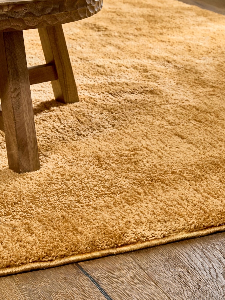 Ochre Yellow Cosy Washable Shaggy Rug - Image 2 of 5