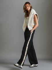 Charcoal Grey Nylon Popper Side Trackpants - Image 1 of 6
