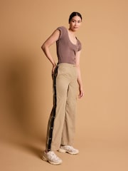 Camel Nylon Popper Side Trackpants - Image 1 of 7