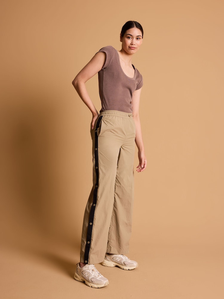 Camel Nylon Popper Side Trackpants - Image 1 of 7