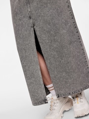 PIECES Grey Maxi Denim Skirt - Image 5 of 7