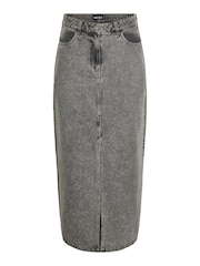 PIECES Grey Maxi Denim Skirt - Image 6 of 7