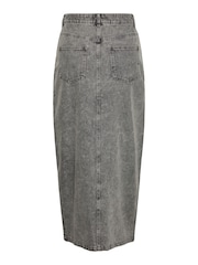 PIECES Grey Maxi Denim Skirt - Image 7 of 7