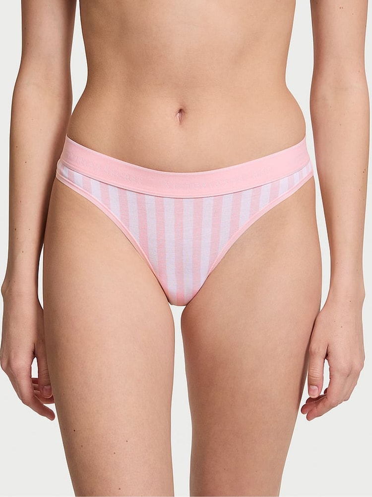 Victoria's Secret Pretty Blossom Pink Stripe Thong Knickers - Image 1 of 3