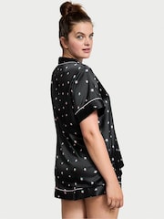 Victoria's Secret Black Rosebuds Satin Short Pyjama Set - Image 2 of 3