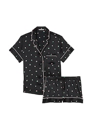 Victoria's Secret Black Rosebuds Satin Short Pyjama Set - Image 3 of 3