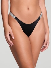 Victoria's Secret Black Monogram Brazilian Shine Strap Knickers - Image 1 of 3