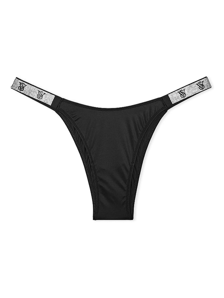 Victoria's Secret Black Monogram Brazilian Shine Strap Knickers - Image 3 of 3