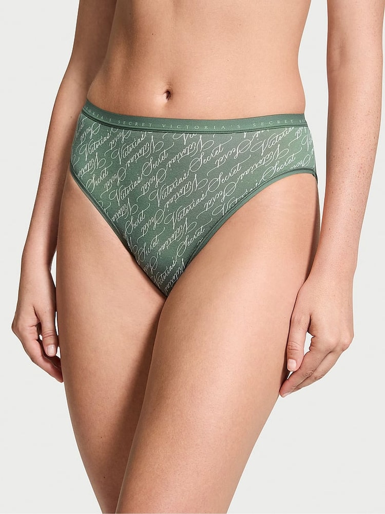 Victoria's Secret Faded Sage Green Script Brief Knickers - Image 1 of 3
