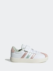 adidas White/Pink/Silver VL Court 3.0 Trainers - Image 1 of 9