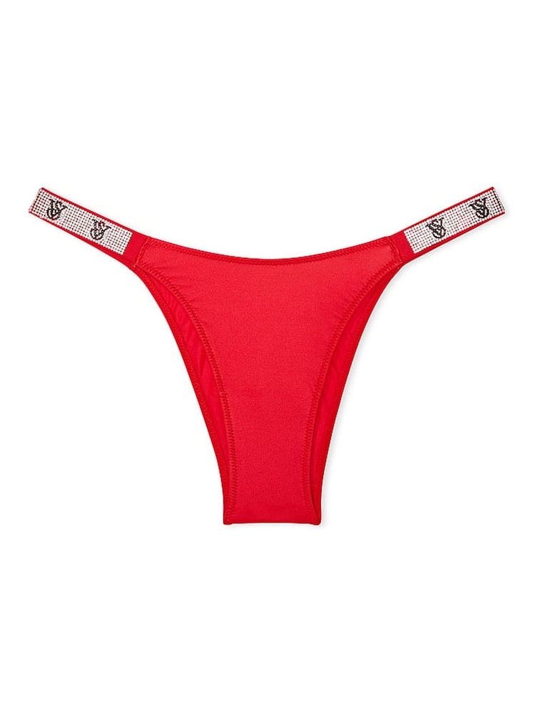 Victoria's Secret Lipstick Red Brazilian Shine Strap Knickers - Image 3 of 3
