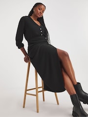 Simply Be Black Treebark Wrap Midi Dress - Image 3 of 4