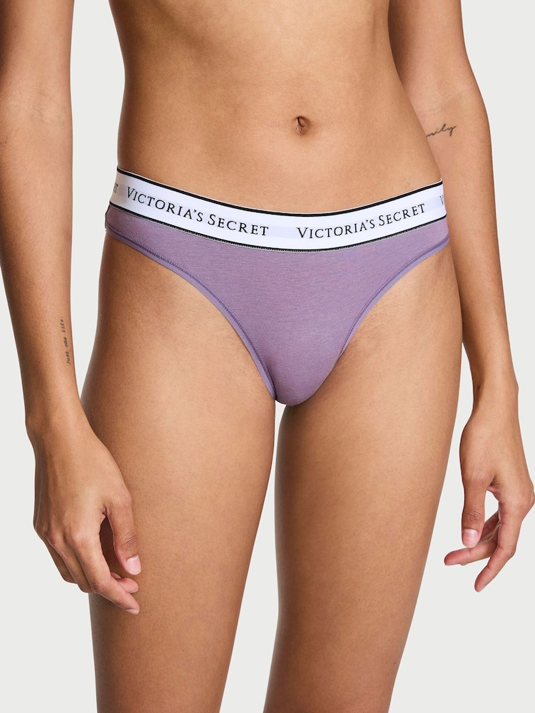 Victoria's Secret Frozen Plum Purple Thong Knickers - Image 1 of 3