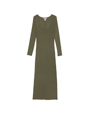 Victoria's Secret Olive Green Ribbed Modal Long Slip Dress - Image 3 of 3