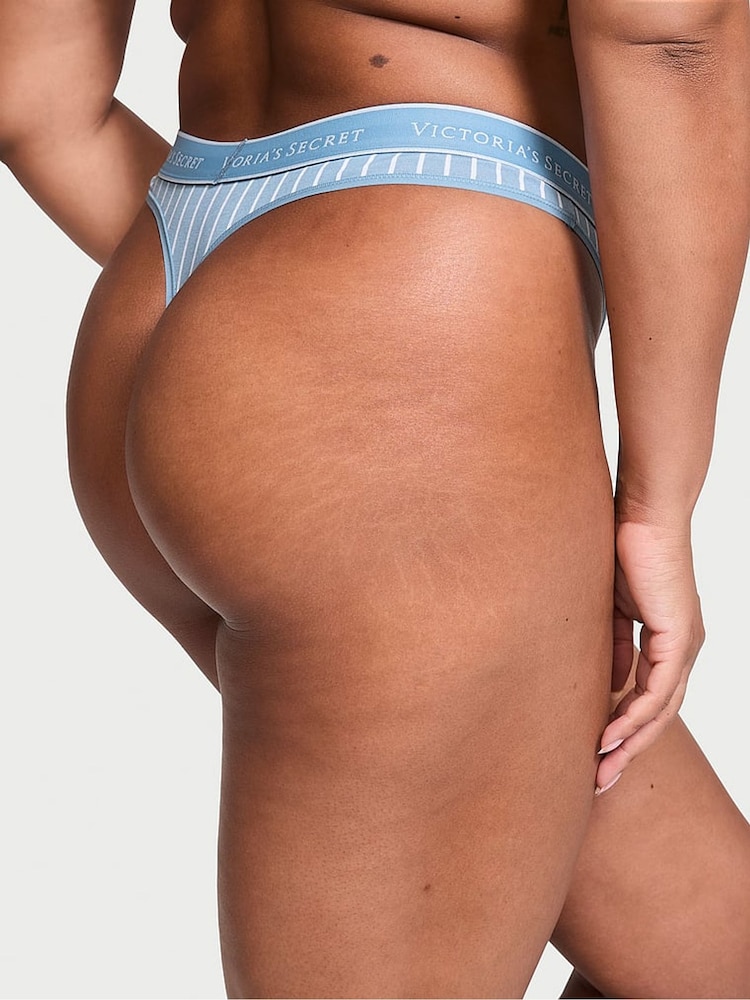 Victoria's Secret Faded Denim Blue Stripe Thong Knickers - Image 2 of 3