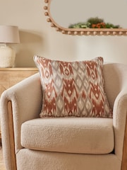 Rust Brown 50 x 50cm Dry Ikat Print Cushion - Image 1 of 4
