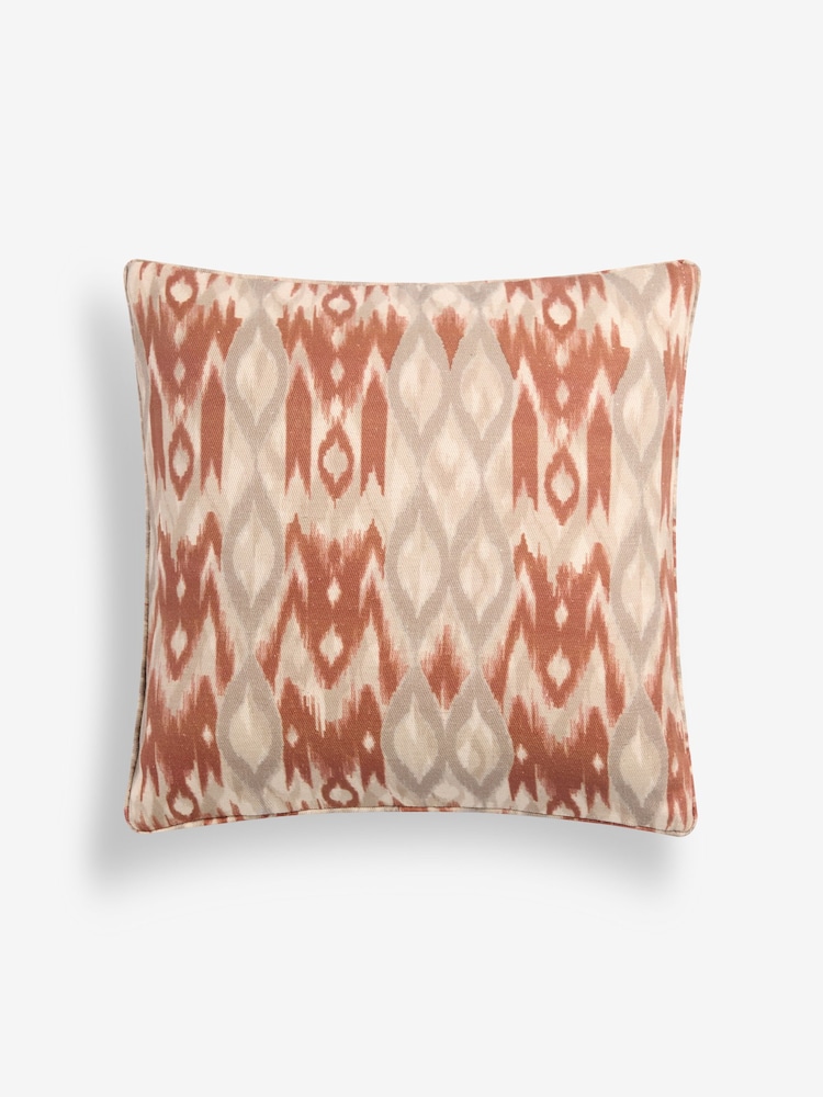 Rust Brown 50 x 50cm Dry Ikat Print Cushion - Image 2 of 4