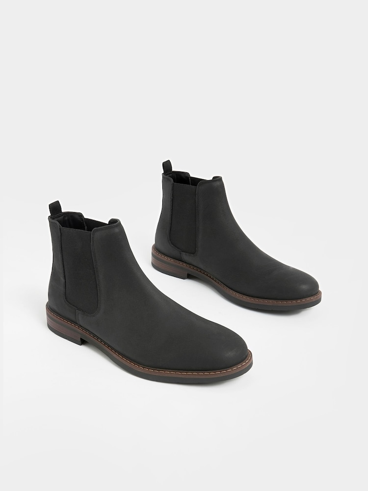 Black Waxy Leather Chelsea Boots - Image 1 of 5 Black Waxy Leather Chelsea Boots - Image 1 of 5